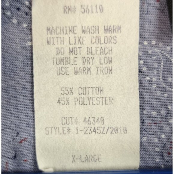 Tapestry Shirt Womens Extra Large Blue Bandana Vintage Button Up Long Sleeve USA - Picture 12 of 12